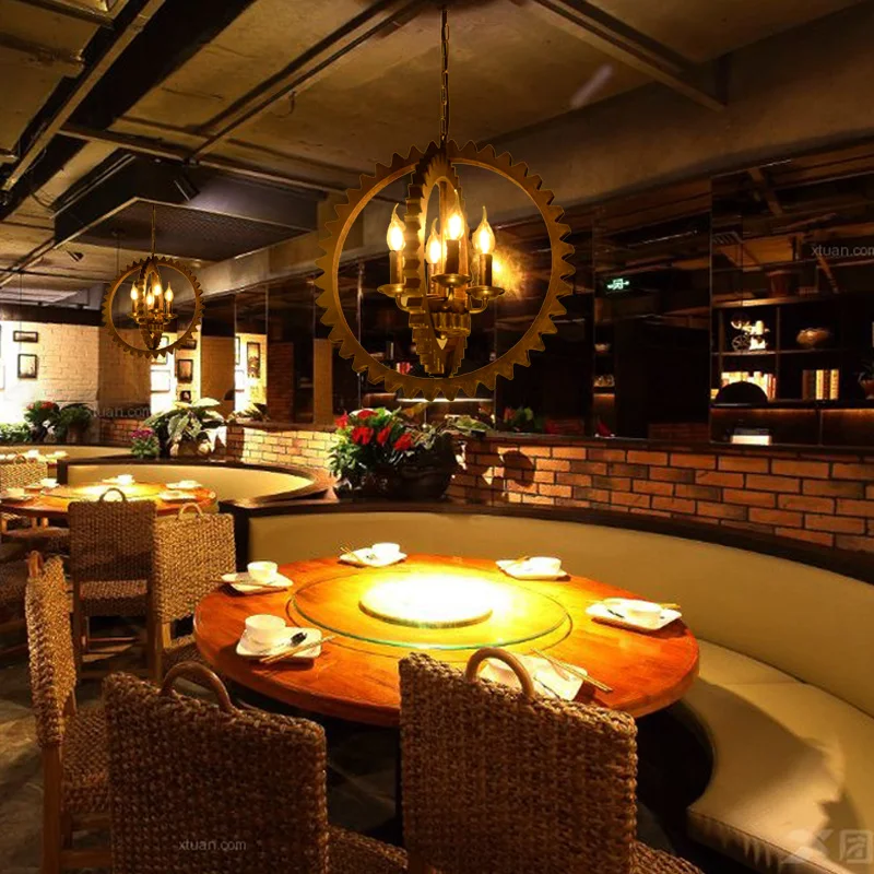 Vintage industrial wind steampunk lamp loft chandelier restaurant bar club porch corridor cafe light chandelier