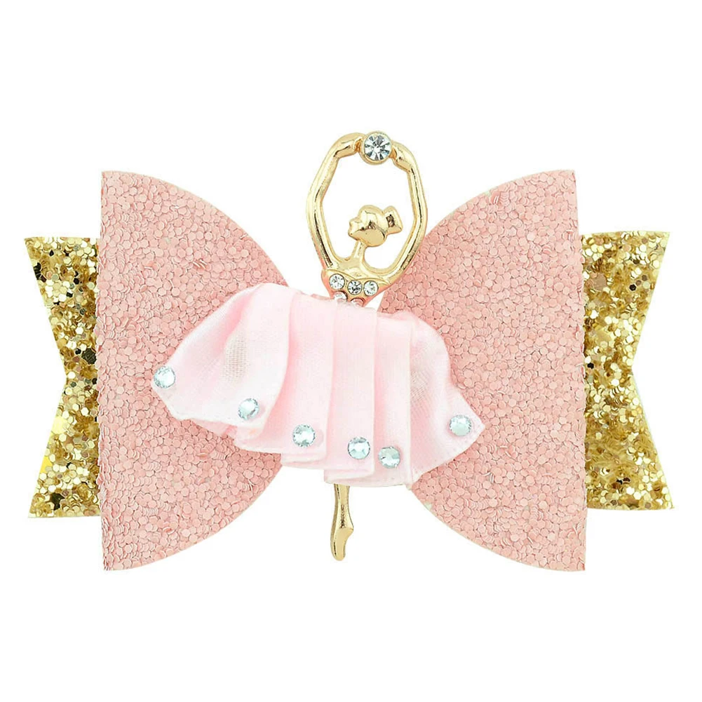 Cartoon Ballet Girl Head Accessories Hair Pin Clips Children Sweet Ornaments Gift Party Rhinestone Glitter Lovely Headwear