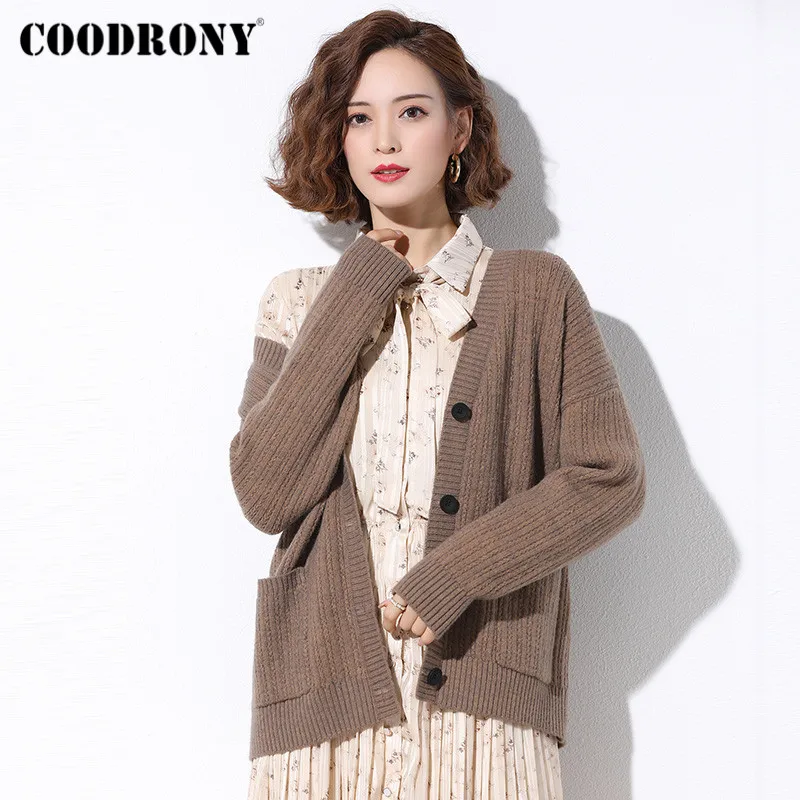COODRONY Brand Cardigan Streetwear Fashion Warm With Pocket Sweaters For Women 2020 Knitted Casual Slim Female Clothing W1052