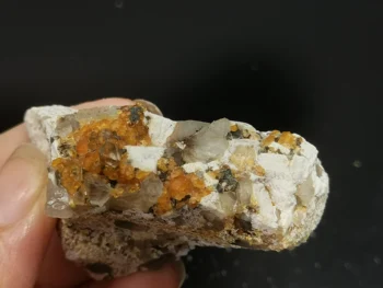 

38.3gRare natural garnet crystal hexagonal point feldspar mica brass multi mineral crystal symbiotic halo energy healing