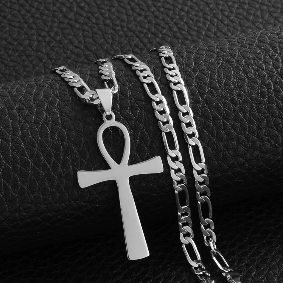 Anniyo cm egyptian cross pendant ankh necklace woman men gold silver color african charms jewelry