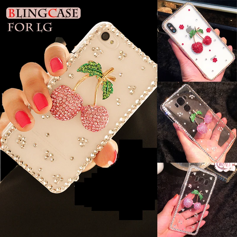 Чехол со стразами для LG G5 G6 G7 G8 G8S ThinQ Q7 Q6 Q8 V30 V40 V50 Q Stylo K40 Cherry Стразы чехол | Мобильные