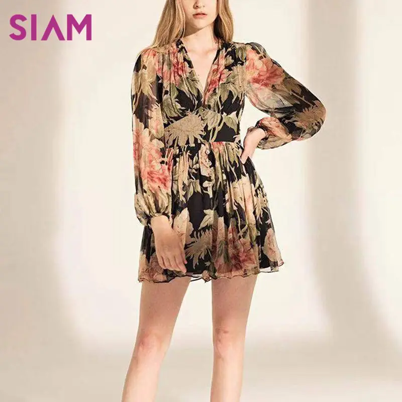 SIAM, осенний, весенний, элегантный, зимний комбинезон, с длинным рукавом, с цветочным рисунком, женские комбинезоны, для подвижных игр, вечерние, комбинезон с рюшами