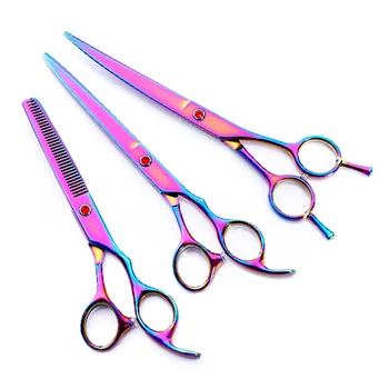 

1Set Dogs Grooming Hair Cutting Scissor Set Pet Hair Cut Colorful Scissors Clippers Flat Tooth Cut Pets Beauty Tools Set Kit