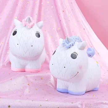 

Pink Unicorn Printed Resin Piggy Bank Creative Money Boxes Home Decoration Cute Cartoon Animal Saving Coin Box Toy For Kids Gift