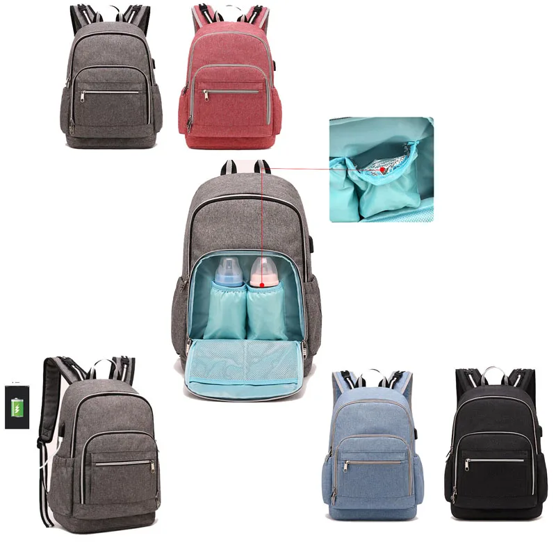 

Casual Multi-Function USB Charging Mummy Bag Travel Backpack Pregnant Women Diaper With Outdoor Baby Change Diaper Storage Bag