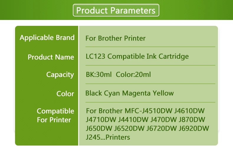 Plavetink 8 шт. LC123XL принтер картридж совместимый для Brother LC 123 XL для Brother MFC J4410DW J4510DW J4610DW принтер