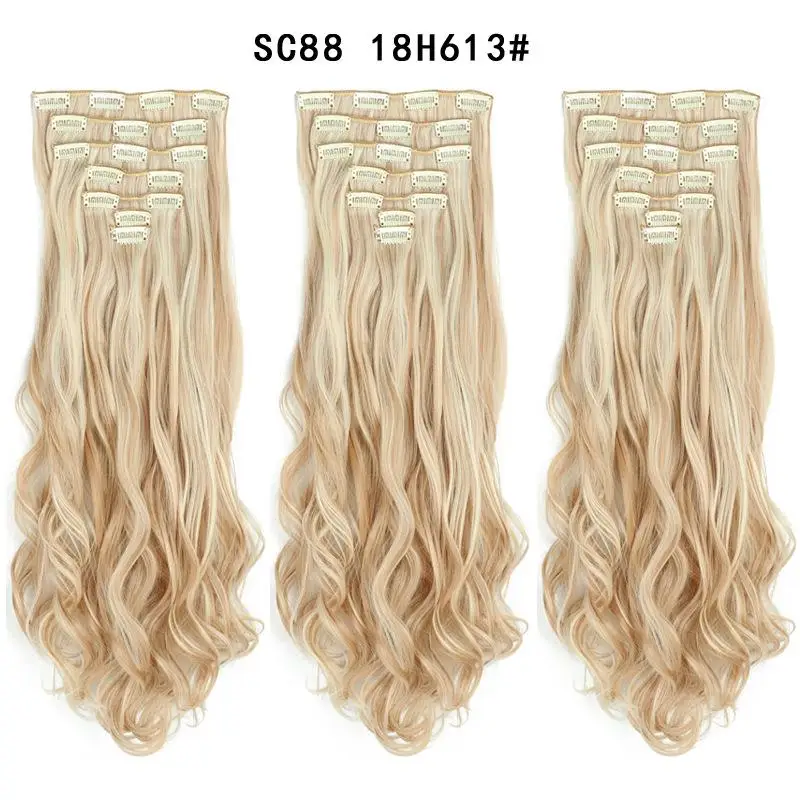SC8818H613 XINRAN 16 клипс длинные прямые синтетические волосы для наращивания на клипсах в высокотемпературном волокне черный коричневый шиньон - Цвет: SC8818H613