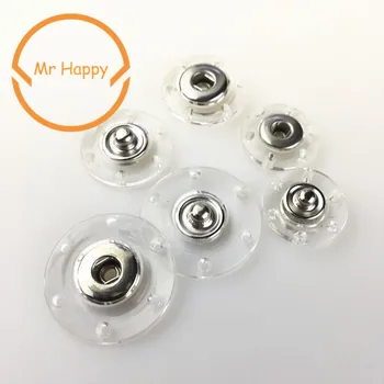 

10sets/lot invisible transparent resin press snap buttons 18/21/25mm Sewing Leather Craft Clothes Bags Accessories