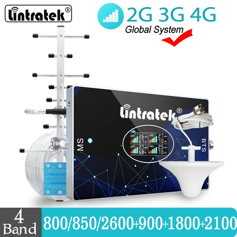 Cellular 4 Four Band Signal Amplifier 4G 3G 2G 70db AGC High-gain Reapter GSM 900 2600 1800 WCDMA 2100 LTE 850 700 800 Booster