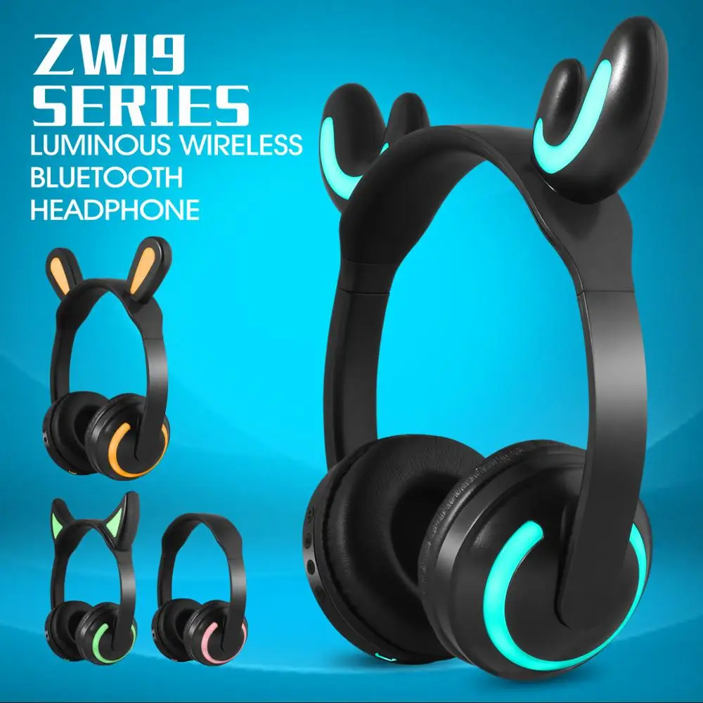 LED Cat Ear Noise Cancelling gaming Headphones Bluetooth 5 0 wireless Young People Kids Headset Support 3 5mm Plug With Mic