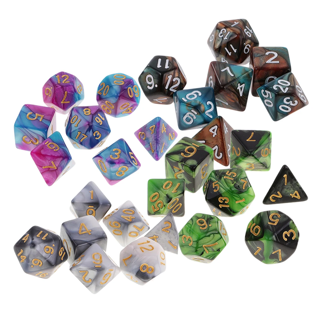 28 шт многогранные игральные кости D20 D12 D10 D8 D6 D4 для D& D RPG MTG вечерние настольные игры