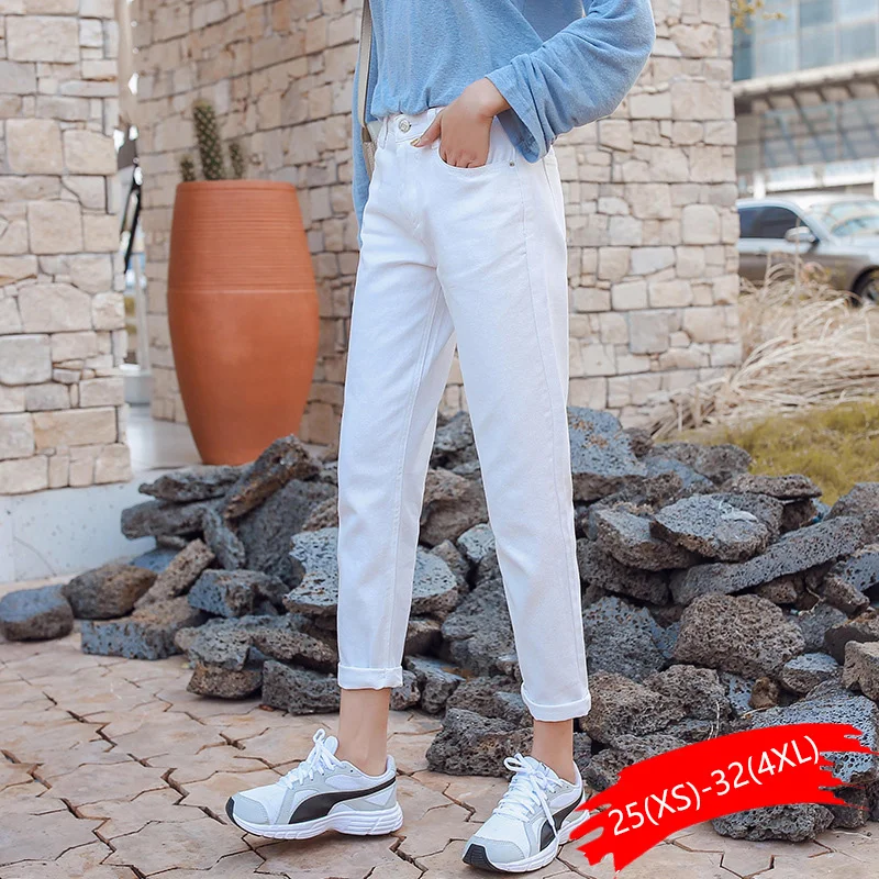 Женские белые джинсы, хлопок, высокая талия, обтягивающие джинсы для женщин, большие размеры, джинсы для мам, черные, весна, новинка, бежевые, синие штаны-шаровары