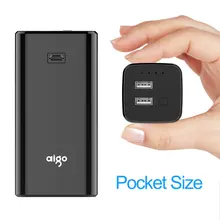 Aigo power Bank 10000 мАч, внешние аккумуляторы, ультра-компактный высокоэффективный внешний аккумулятор, Smart 1A/2,1 в, USB порт