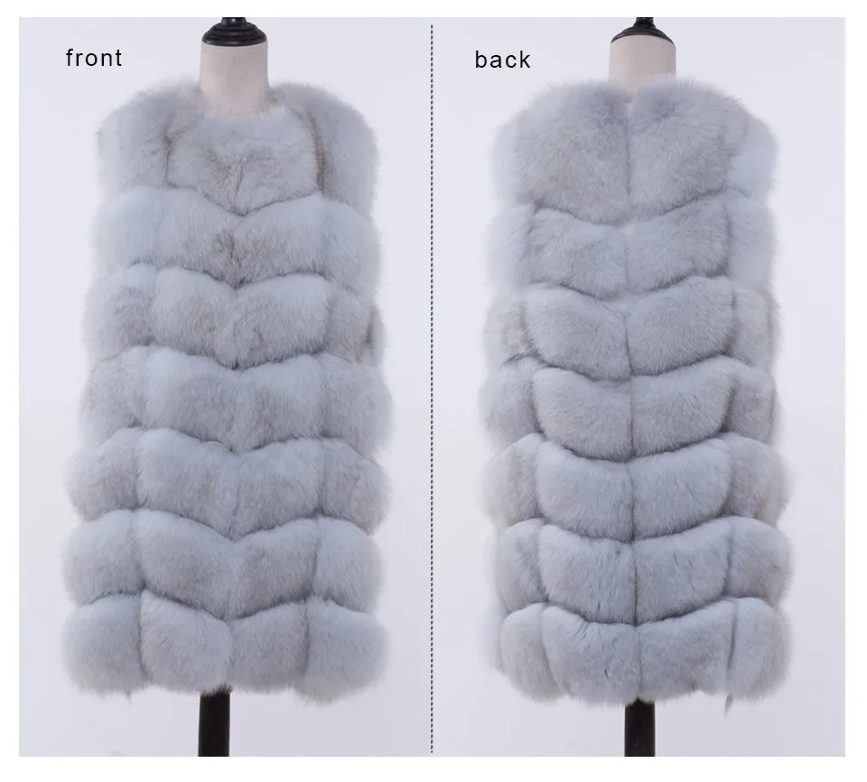 New Real fox fur vest coat  75cm long Fox fur vest