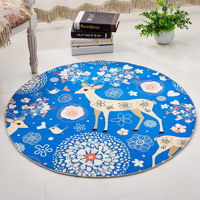 Round carpet cartoon children's blanket living room bedroom room bedside bed coffee table hanging basket computer chair mat - Цвет: 2
