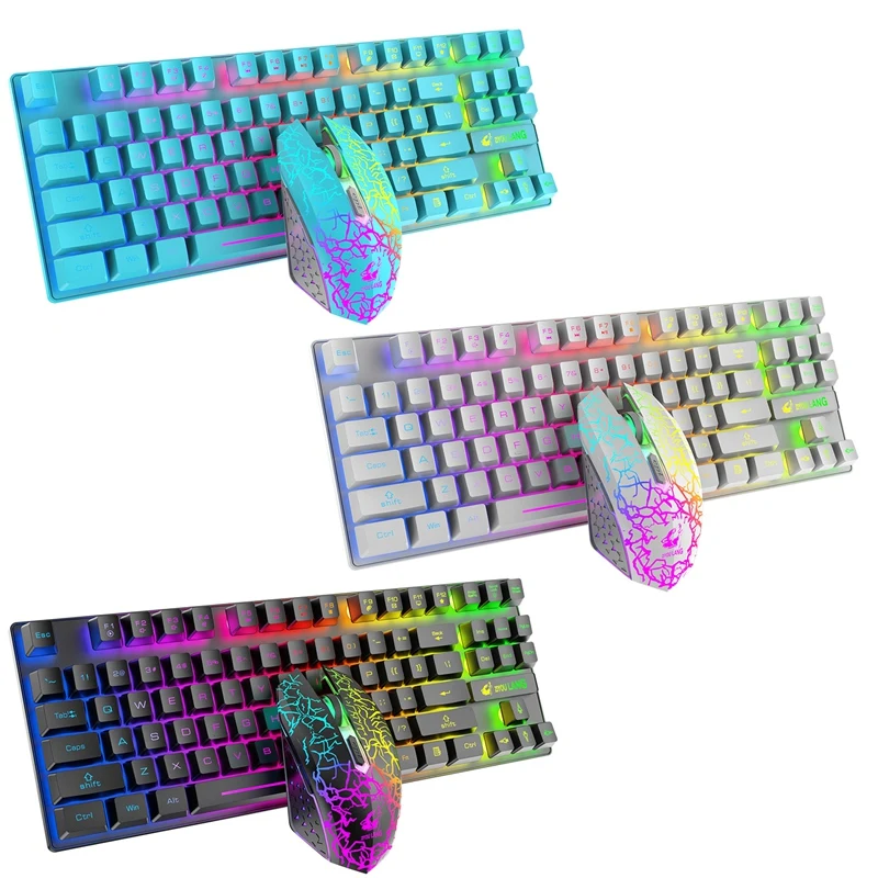 2021 Беспроводная игровая клавиатура и мышь 2 4 ГГц перезаряжаемая с Rgb-подсветкой