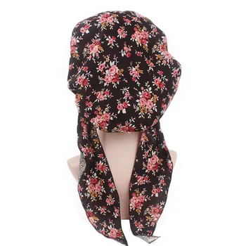 

1PC Soft Elastic Wide Edge Sleep Cap Head Wrap Cap Printed Chemotherapy Cap for Lady