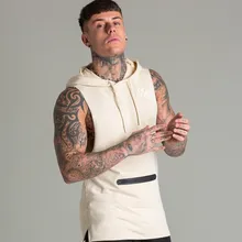 Спортивный жилет для занятий фитнесом, базовая Мужская толстовка на молнии с капюшоном и рукавами для бега и фитнеса