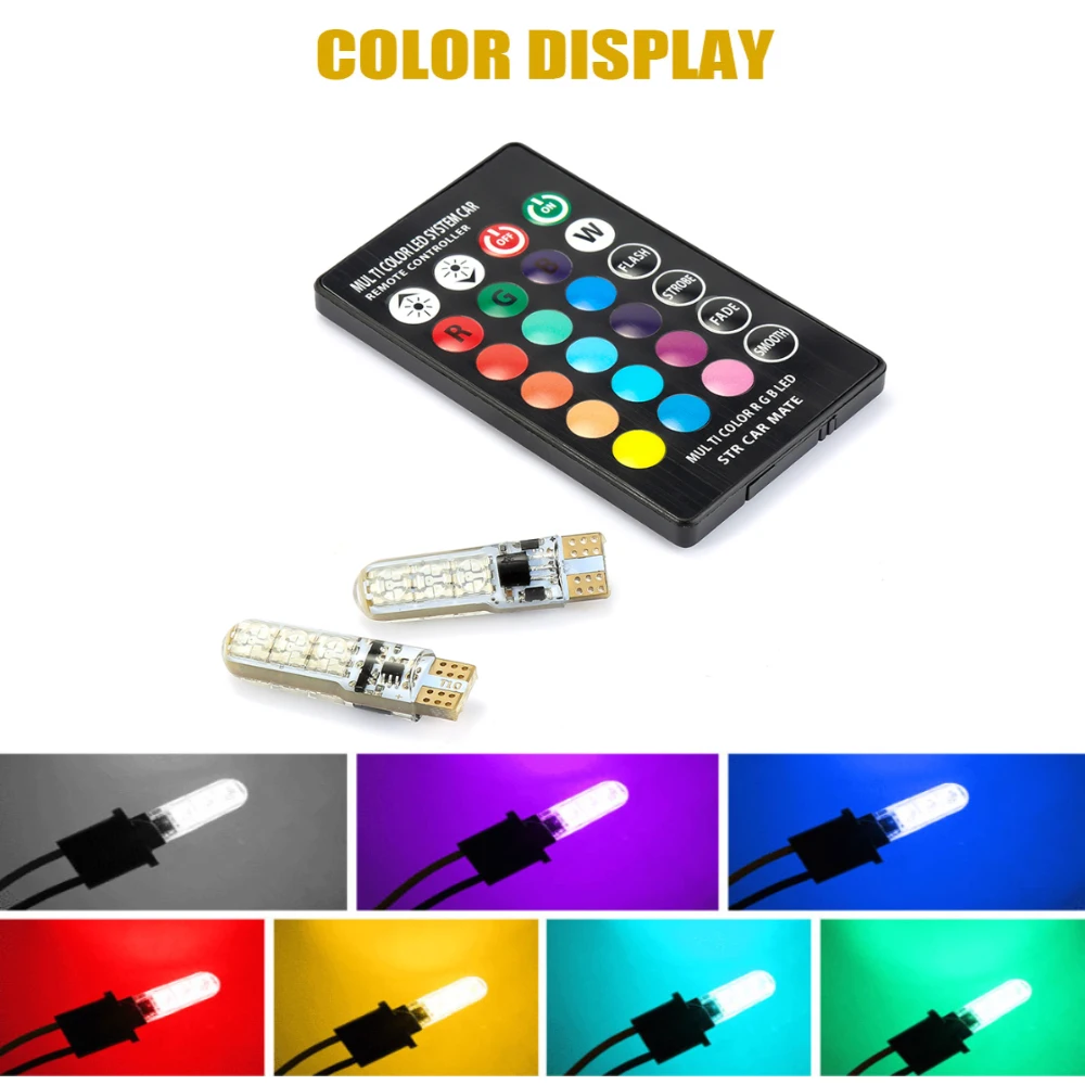 W5W светодиодный T10 Canbus светодиодный автомобильный светильник s RGB T10 RGB светодиодный s пульт дистанционного управления авто лампы Светильник лампы для автомобиля ампулы светодиодный Voiture ford