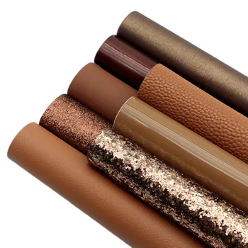 

8 Pcs/set Brown Series Glitter Leather Chunky Faux Leather Fabric Multi Fabric for Bows DIY Bag Shoes Materials Home Decoration