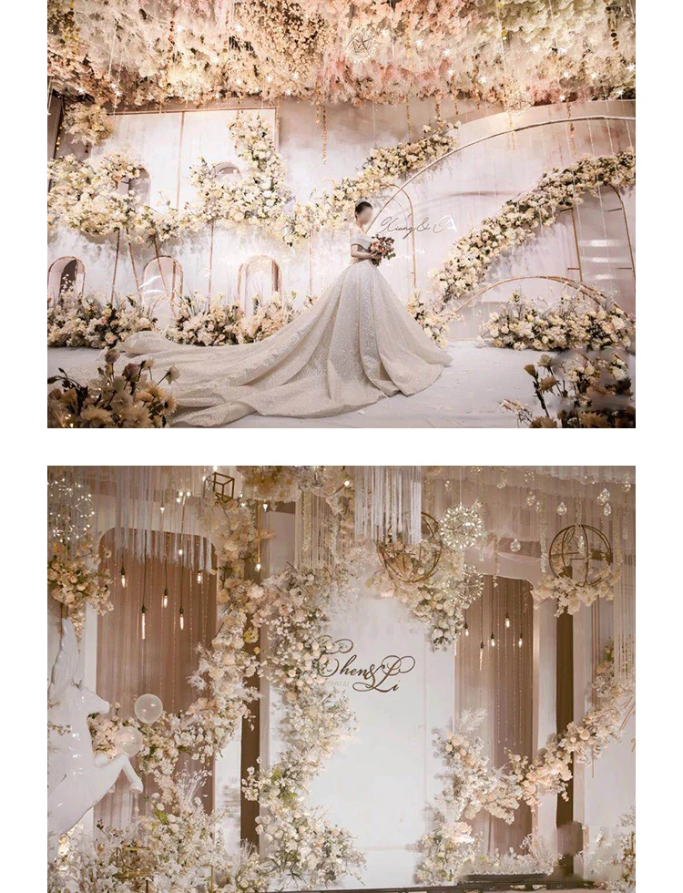 JAROWN Champagne Wedding DIY Flower Material Artificial Plant Leaves Maple Leaf Eucalyptus Fern Grass Home Decoration (2)