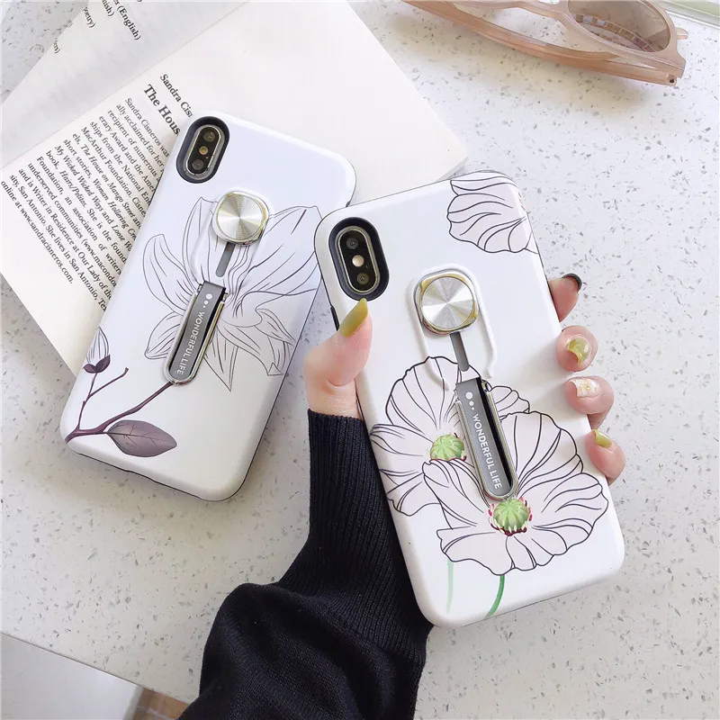

Artistic Flower Painting Phone Case For iphone 11 Pro max XS Max XR X 6 6S 7 8 plus Back Cover Luxury UV Color Stand Soft Cases