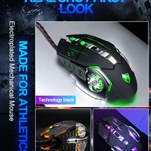 Механическая макропрограммирование 7 цветов светящаяся игровая мышь эргономичная Проводная игровая мышь для ПК ноутбука