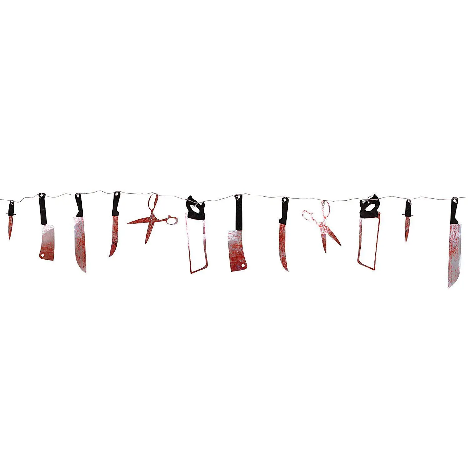 

7.5 ft Long Paper Bloody Splatter Halloween Horror Scary Butcher Knife Chainsaw Weapon Killer Tools Garland Party Decoration Hau