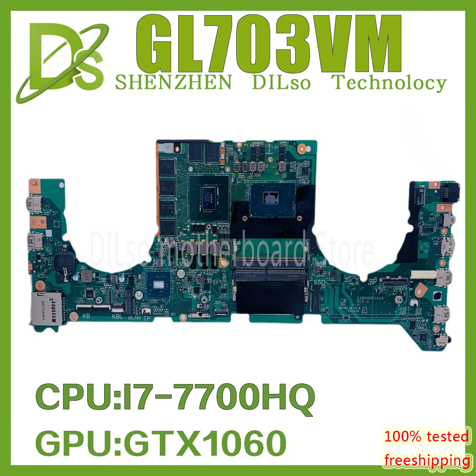 GL703VM (DABKNMB1AA0) Материнская плата для ASUS материнская ноутбука с I7-7700HQ GTX1060-6G (N17E-G1-A1) 100%