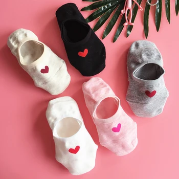 

Socks Women Girl Low To Help Shallow Mouth Silicone Non-slip Socks Heart Print Cute Breathable Comfortable Candy Color Pink Sock