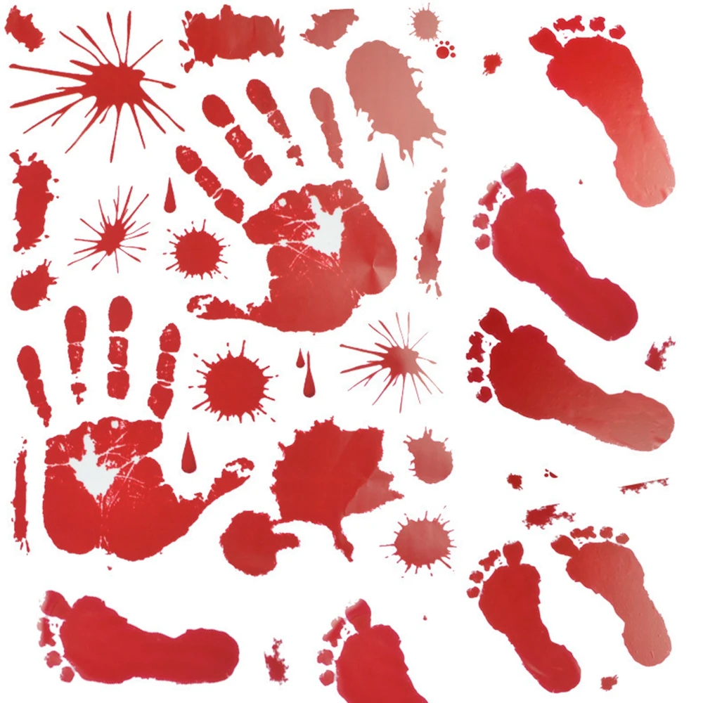 

Halloween Horror Decoration Wall Stickers Bloody Fingerprint Blooding Handprint Foot Wallpaper Decoration