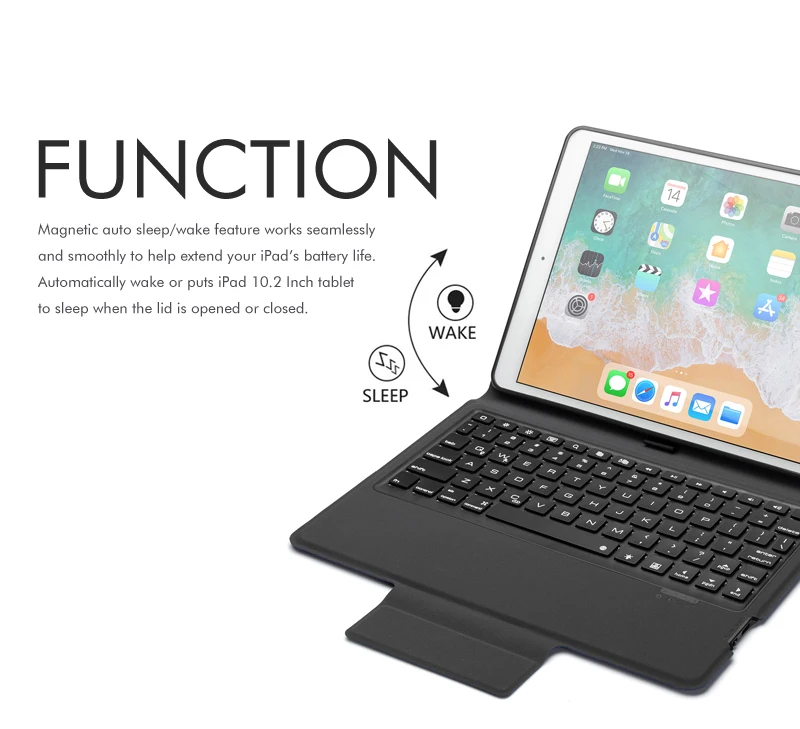[Новинка] Bluetooth беспроводная клавиатура для нового iPad 10,", 7 цветов подсветки+ Премиум Тонкий кожаный чехол+ все в одном дизайне