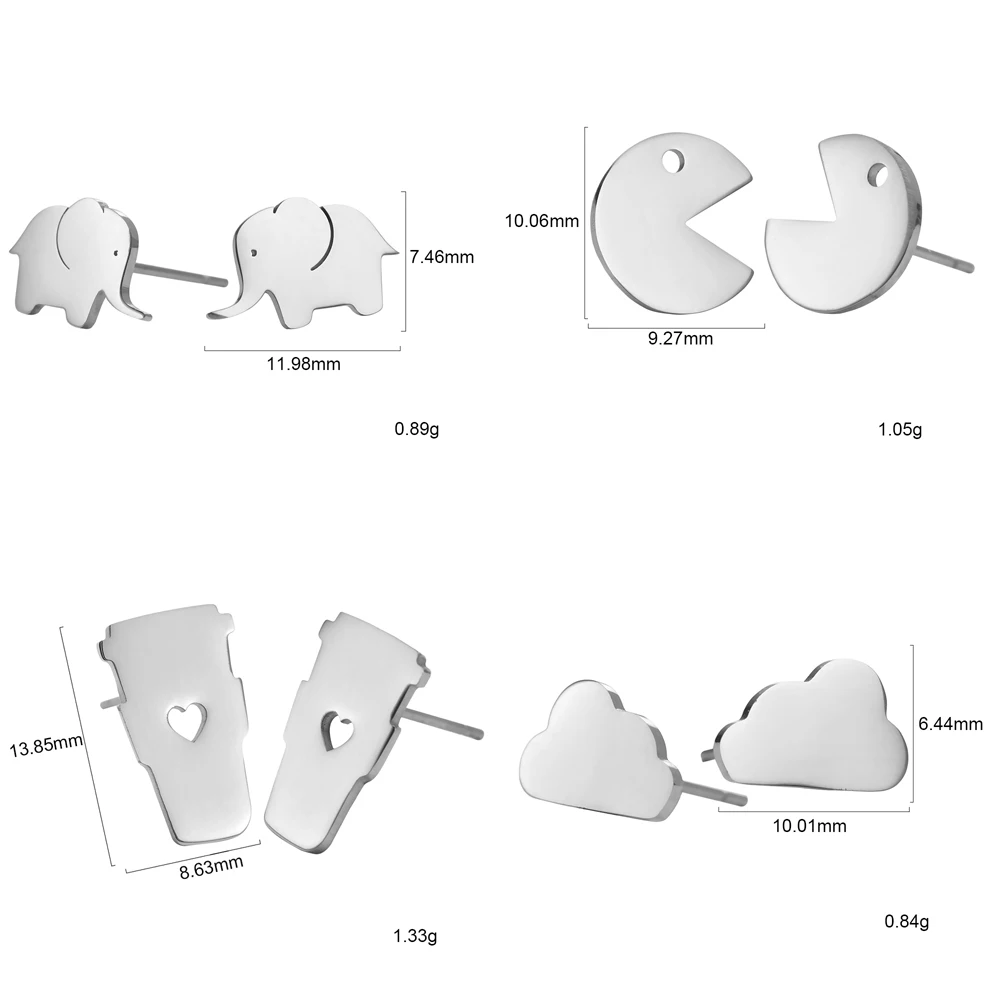 My shape серебряные и золотые серьги-гвоздики облако Луна Звезда кошка Снежинка бабочка животное из нержавеющей стали маленькие серьги женские серьги