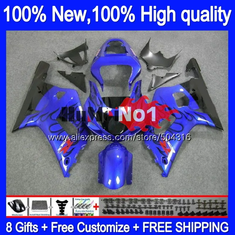 Корпус для SUZUKI GSX-R600 GSXR 600 K1 GSXR600 14MC. 64 цвет: черный, синий GSXR 750 01 GSXR-600 GSXR750 2001 2002 2003 01 02 03 обтекатели - Цвет: No. 1