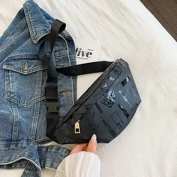 

Casual Laser Fanny Waist Pack Women Zipper Pocket Ladies Lady Casual Elegant Lightweight Daily Shoulder Messenger Bag