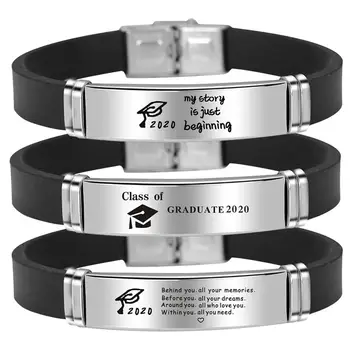 

3pcs 2020 Graduation Wristbands Delicate Stainless Steel Silicone Bracelets Fashion Wrist Straps Presents Bangle