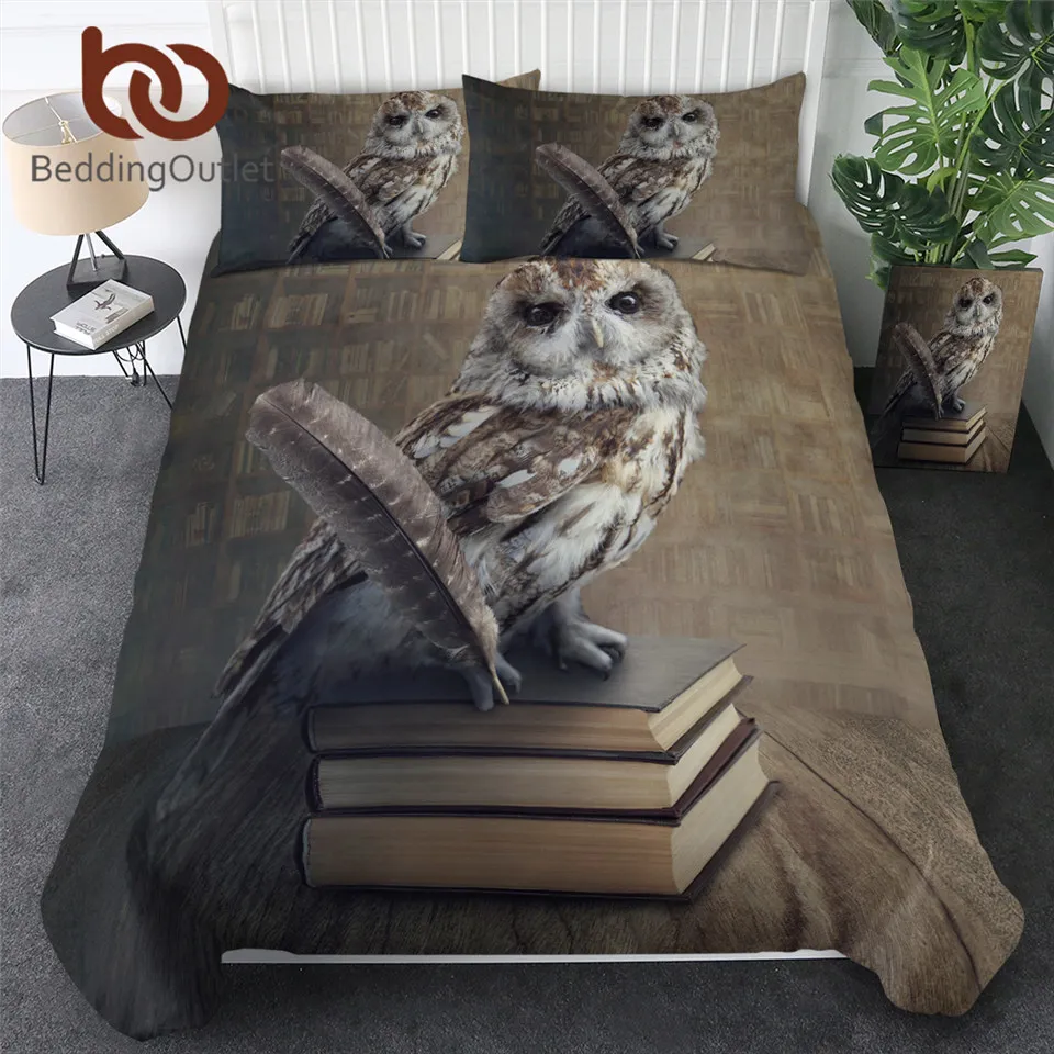Комплект постельного белья BeddingOutlet с рисунком совы королевский комплект из 3