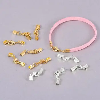 

60Pcs 5mm Endcaps with Lobster Clasps Leather Cord Ribbon Clamp Jewelry Making