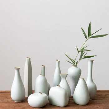 

Home Decor Ceramic White Glaze Small Vase Flower Arrangement Bottle Simple Tea Table Ceremony Device Вазы Porselen Saklama Kapl