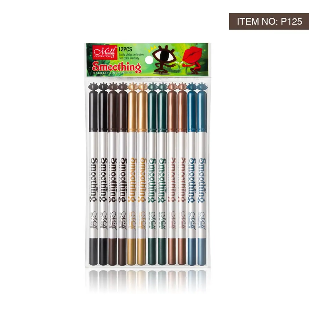 12PCS/SET Eyeshadow Eyeliner Makeup Pencil Pen Natural Long Lasting Women Eye Liner Cosmetic Beauty Tool | Красота и здоровье
