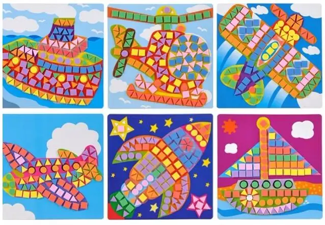 6PCS/Set 3D Kids EVA Sticky Mosaics Puzzle DIY Foam EVA Stickers Handmade Art Cartoon Creative Educational Toys For Children 3