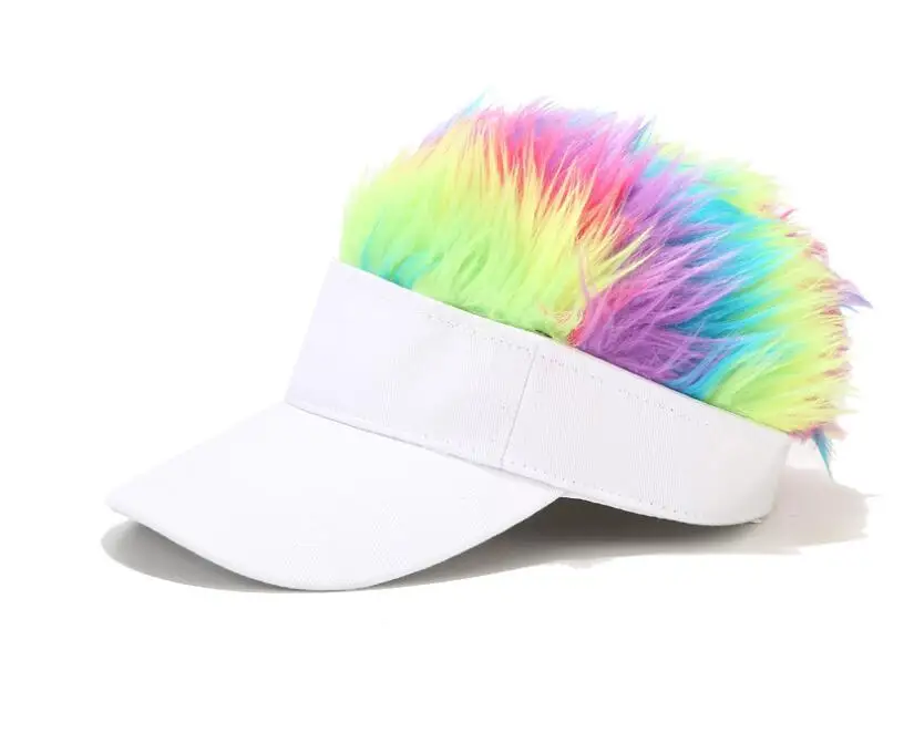 Черно-белая Радужная цветная бейсболка с париком, унисекс, модная шапочка для гольфа для взрослых, детей, женщин, мужчин, родителей и детей, козырек