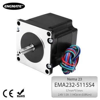 

ENGMATE EMA232-5115S4 Nema 23 CNC Router Stepper Motor 4 Wire Single Shaft