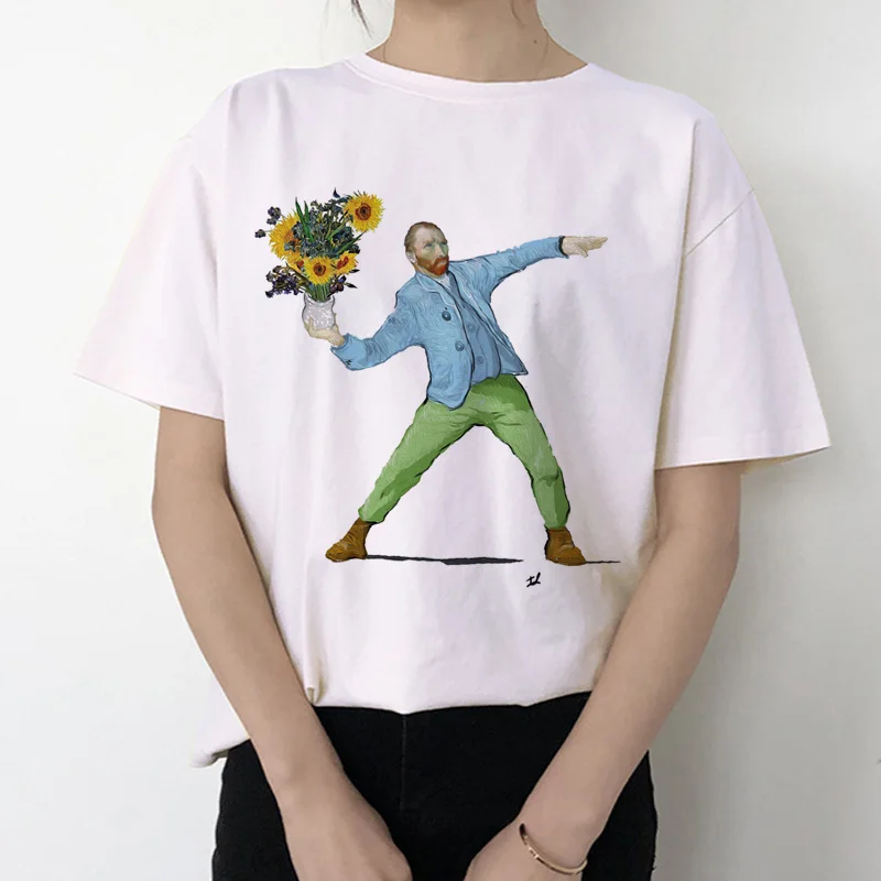 van gogh women t shirt new fashion art print tshirt Meme female clothes aesthetic t-shirt funny Tumblr Grunge grunge top tee - Цвет: 2101