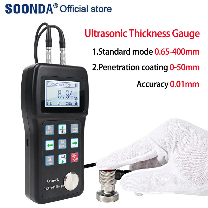 

Ультразвуковой толщиномер с проницаемым покрытием, 0,65-400 мм, измеритель толщины стен, пластиковых, керамических, стальных пластин, стальных труб