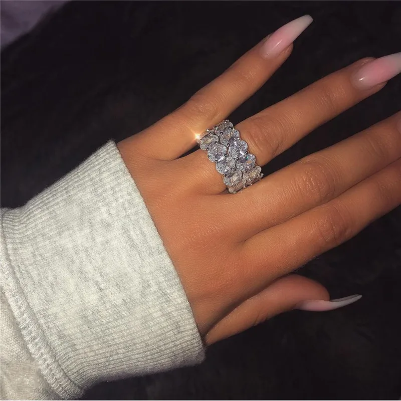 Cena Choucong 2019 oświadczenie pierścień przyrzeczenia 925 srebro owalne AAAAA cz obrączka obrączki dla kobiet mężczyzn biżuteria prezent