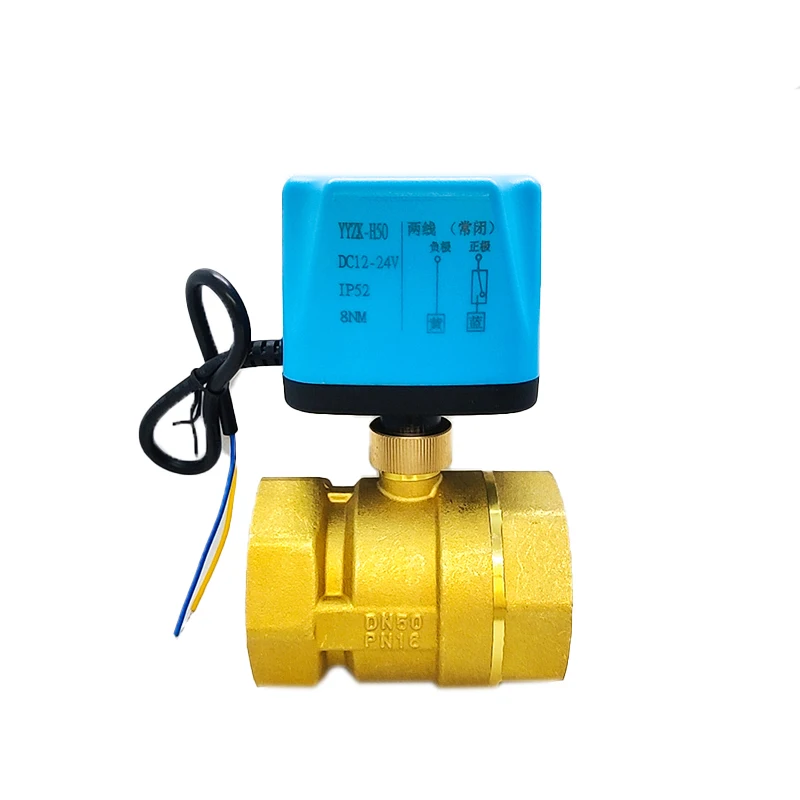 2" Normally Closed/Open Motorized Ball Valve 220V 12V 24V 2 Wire Brass
