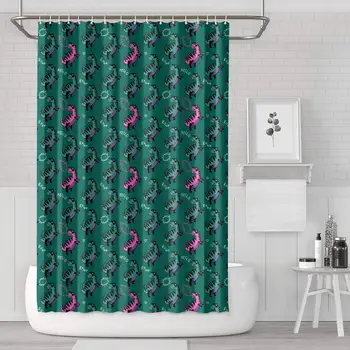 

Cartoon Dinosaurs Shower Curtain Bath Curtain Set Polyester Cloth Design Pattern Soft Decorative Space Bathroom Curtain 70.9 X