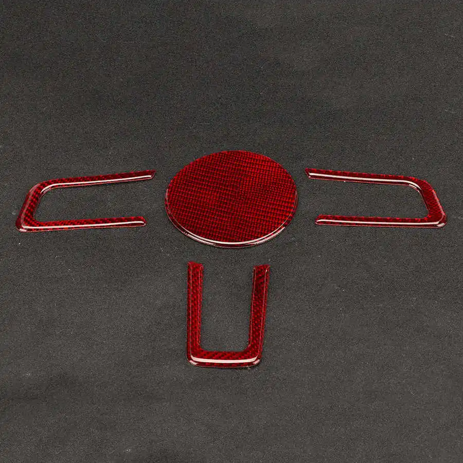Steering Wheel Frame 4pcs Steering Wheel Trims Red Carbon Fiber Protective Cover Kit Fits for